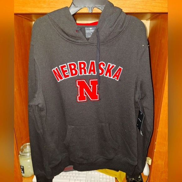A Colosseum Nebraska Corn Huskers black hoodie in a women's size medium. NWT - Picture 1 of 9